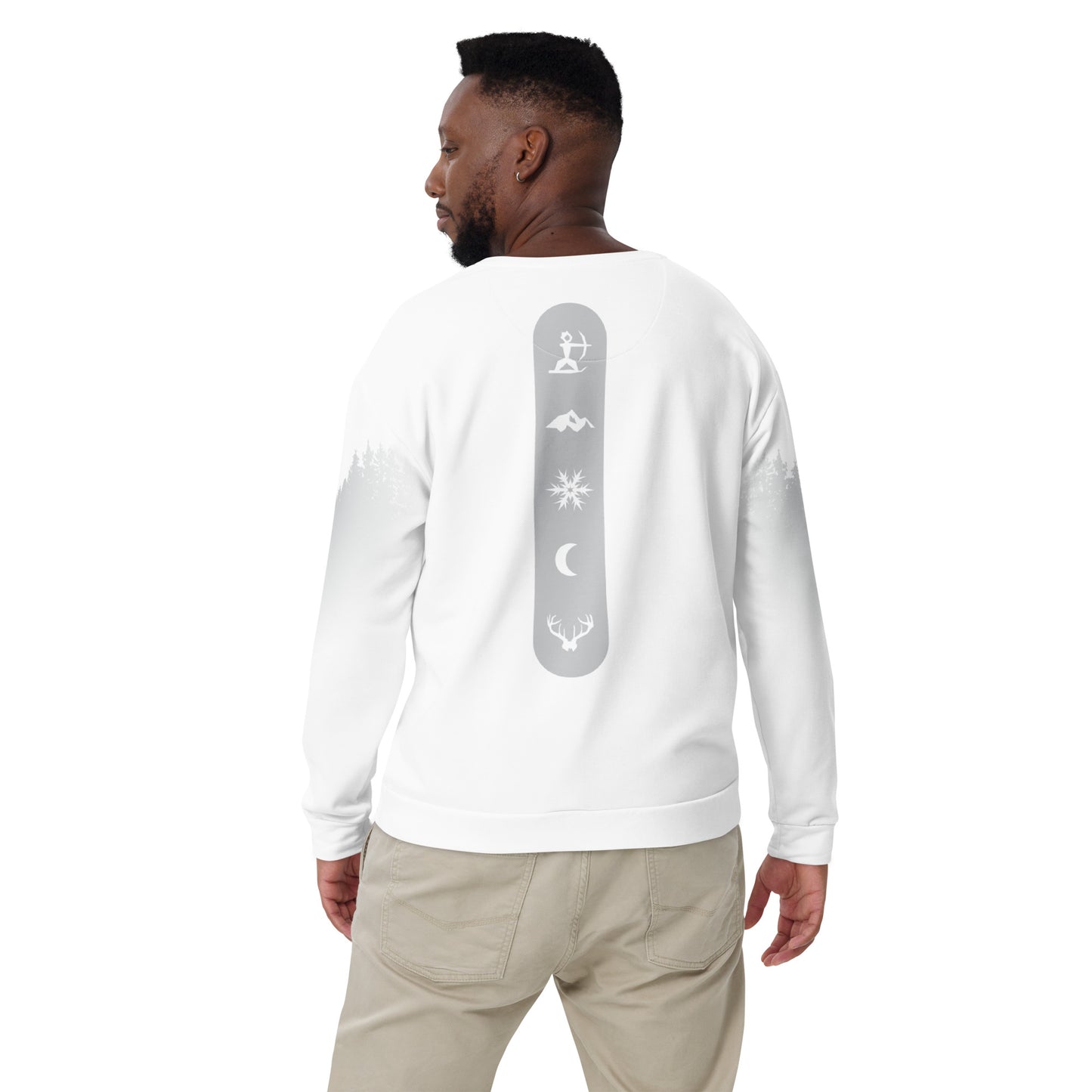 Male model wearing the Last Chair Sweat Shirt, shown from the back with "House Story" graphic.