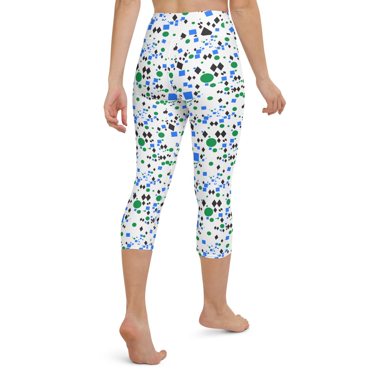 Woman modeling the Trail Marker capri leggings from the back.